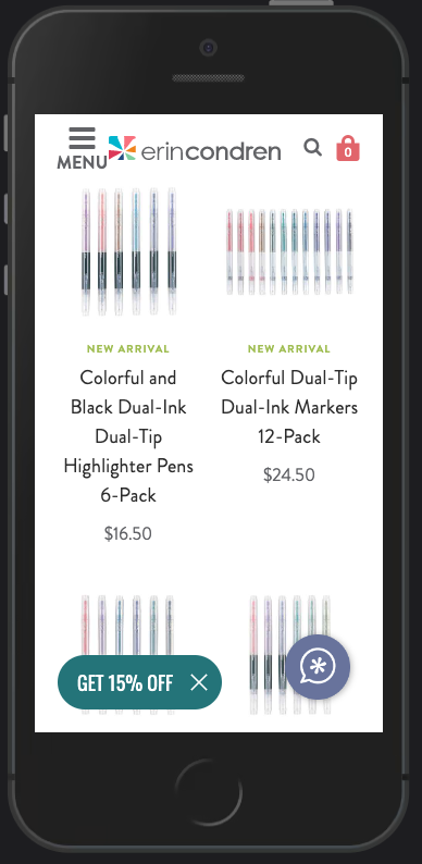 screenshot of category page with large text, small images of marker sets