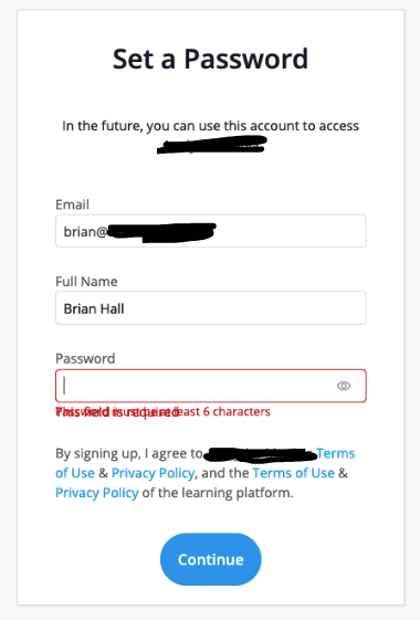 screenshot of password input field error messages - illegible because there are two messages overlapping